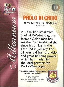2000 Futera Fans Selection West Ham - Foil #10 Paolo Di Canio Back