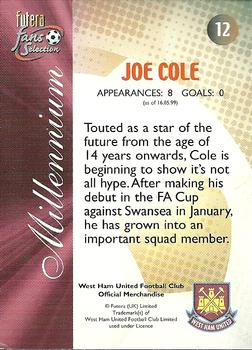 2000 Futera Fans Selection West Ham - Foil #12 Joe Cole Back