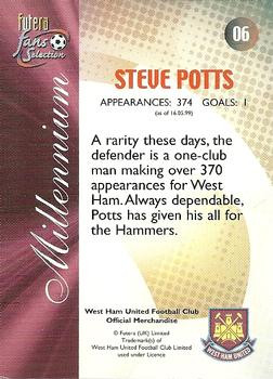 2000 Futera Fans Selection West Ham - Foil #6 Steve Potts Back