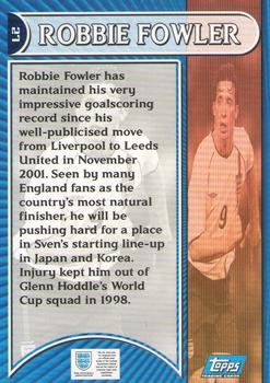 2002 Topps England #27 Robbie Fowler Back