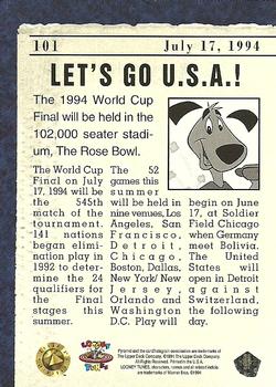 1994 Upper Deck World Cup Toons #101 Making Soccer History - July 17, 1994 Back