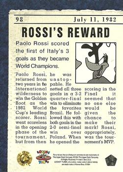 1994 Upper Deck World Cup Toons #98 Rossi Scores Again! - July 11, 1982 Back