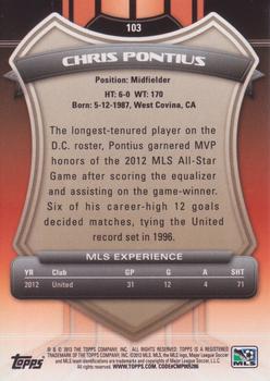 2013 Topps MLS #103 Chris Pontius Back