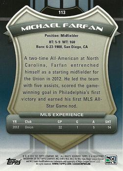 2013 Topps MLS #113 Michael Farfan Back