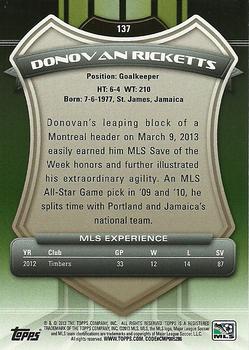 2013 Topps MLS #137a Donovan Ricketts Back