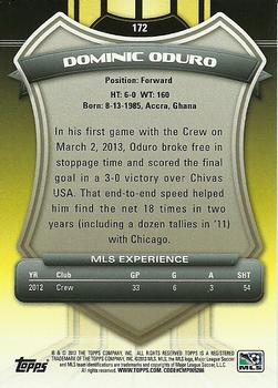 2013 Topps MLS #172 Dominic Oduro Back