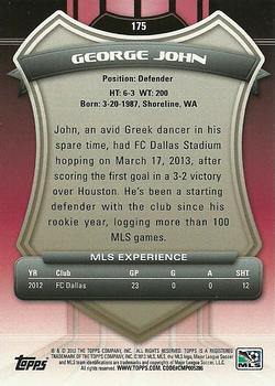 2013 Topps MLS #175 George John Back