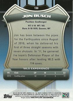 2013 Topps MLS #190 Jon Busch Back