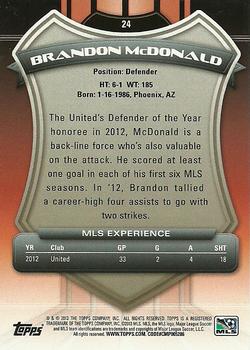 2013 Topps MLS #24 Brandon McDonald Back