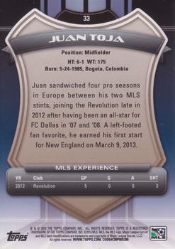 2013 Topps MLS #33 Juan Toja Back