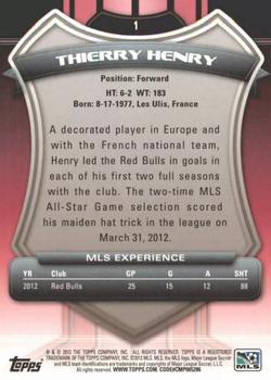 2013 Topps MLS #1 Thierry Henry Back