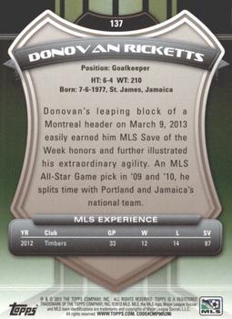 2013 Topps MLS #137 Donovan Ricketts Back