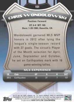 2013 Topps MLS #151 Chris Wondolowski Back