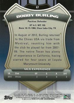 2013 Topps MLS #67 Bobby Burling Back