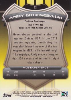 2013 Topps MLS #72 Andy Gruenebaum Back