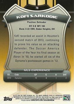 2013 Topps MLS #78 Kofi Sarkodie Back