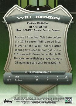 2013 Topps MLS #88 Will Johnson Back