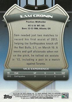 2013 Topps MLS #91 Sam Cronin Back
