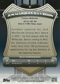 2013 Topps MLS #97 Jun Marques Davidson Back