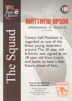 2000 Futera Fans Selection Arsenal #109 Matthew Upson Back