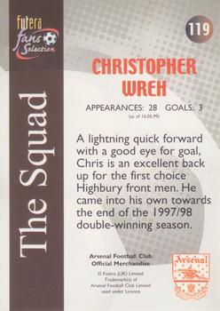 2000 Futera Fans Selection Arsenal #119 Christopher Wreh Back