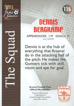 2000 Futera Fans Selection Arsenal #116 Dennis Bergkamp Back