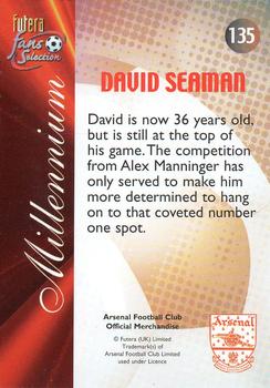2000 Futera Fans Selection Arsenal #135 David Seaman Back