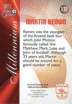 2000 Futera Fans Selection Arsenal #137 Martin Keown Back