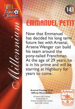2000 Futera Fans Selection Arsenal #143 Emmanuel Petit Back