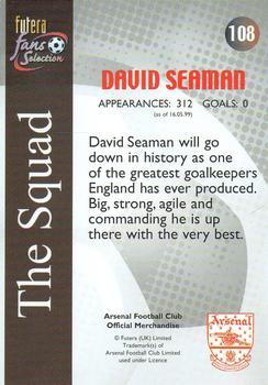 2000 Futera Fans Selection Arsenal - Foil #108 David Seaman Back