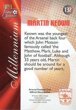 2000 Futera Fans Selection Arsenal - Foil #137 Martin Keown Back