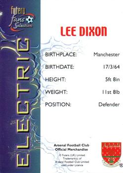 2000 Futera Fans Selection Arsenal - Electric #NNO Lee Dixon Back