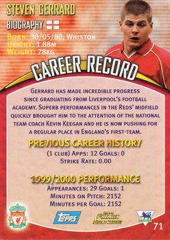 2000-01 Topps Premier Gold 2001 #71 Steven Gerrard Back