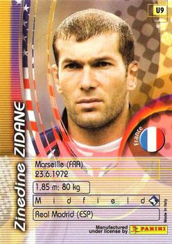 2002 Panini World Cup - USA Exclusives #U9 Zinedine Zidane Back