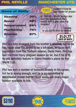 1998 Pro Match #190 Phil Neville Back