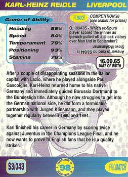 1998 Pro Match #43 Karl-Heinz Reidle Back
