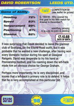 1998 Pro Match #125 David Robertson Back