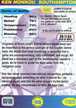 1998 Pro Match #132 Ken Monkou Back