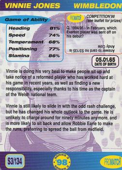 1998 Pro Match #134 Vinnie Jones Back