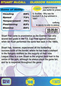 1998 Pro Match #141 Stuart McCall Back