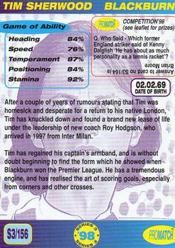 1998 Pro Match #156 Tim Sherwood Back