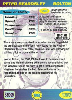 1998 Pro Match #9 Peter Beardsley Back