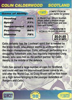 1998 Pro Match - World Class Embossed #WC27 Colin Calderwood Back