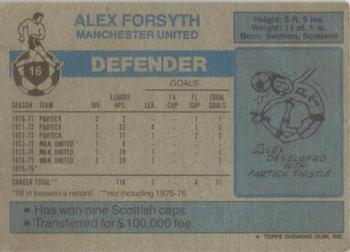 1976-77 Topps Footballer #16 Alex Forsyth Back