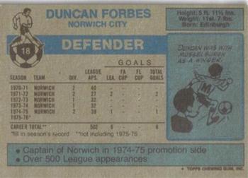 1976-77 Topps Footballer #18 Duncan Forbes Back
