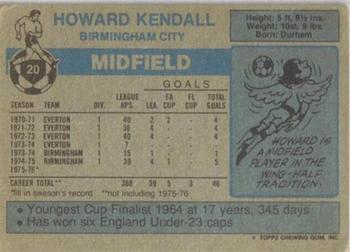 1976-77 Topps Footballer #20 Howard Kendall Back