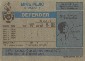 1976-77 Topps Footballer #28 Mike Pejic Back