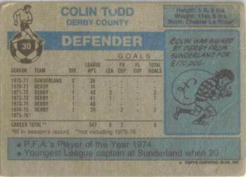 1976-77 Topps Footballer #30 Colin Todd Back