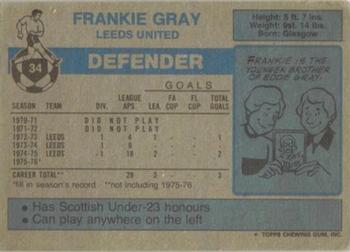 1976-77 Topps Footballer #34 Frank Gray Back