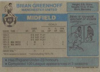 1976-77 Topps Footballer #43 Brian Greenhoff Back